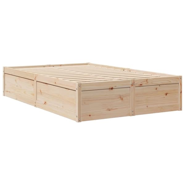 vidaXL Seng med bokhylle uten madrass 120x190 cm heltre furu