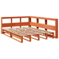 Miniatyrbilde 4 av 11: vidaXL Seng med bokhylle uten madrass voksbrun 150x200 cm heltre furu