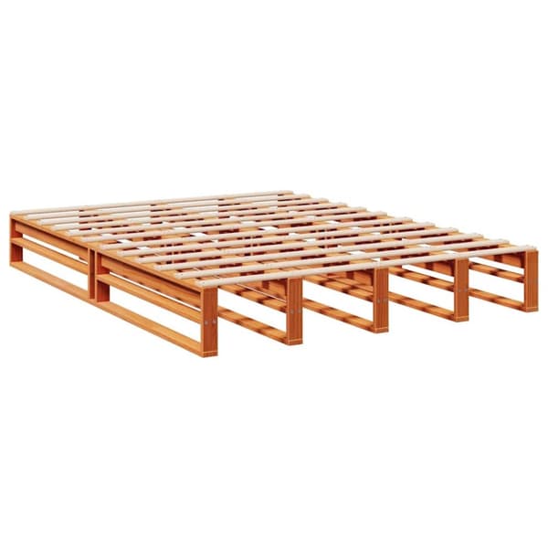vidaXL Seng med bokhylle uten madrass voksbrun 150x200 cm heltre furu