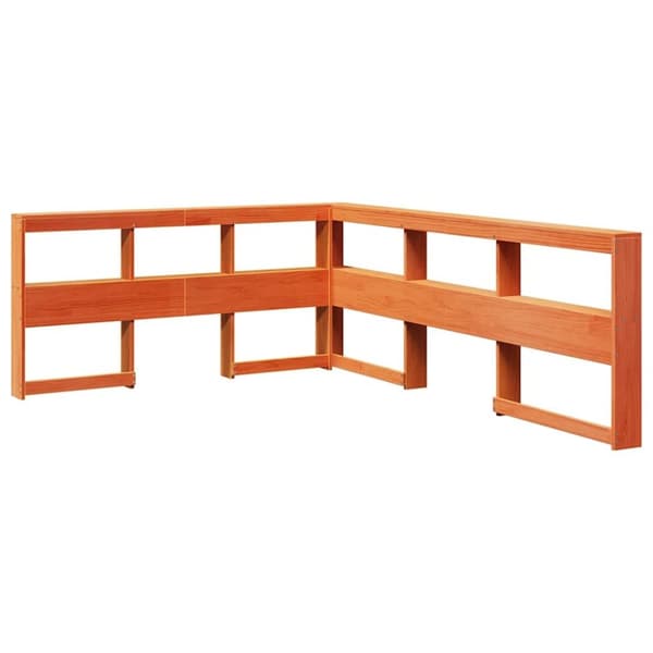 vidaXL Seng med bokhylle uten madrass voksbrun 150x200 cm heltre furu