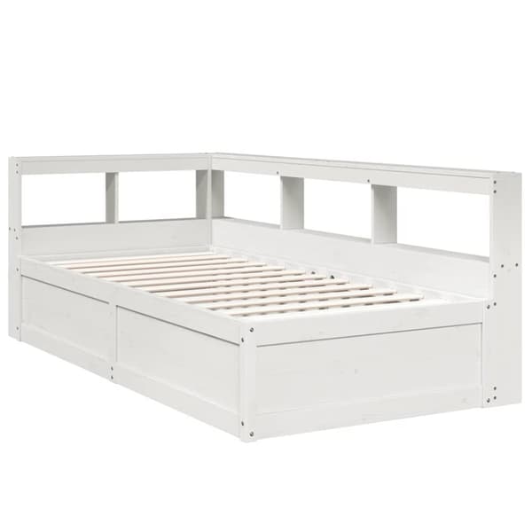 vidaXL Seng med bokhylle uten madrass hvit 75x190 cm heltre furu