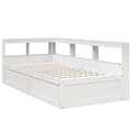 Miniatyrbilde 4 av 11: vidaXL Seng med bokhylle uten madrass hvit 75x190 cm heltre furu