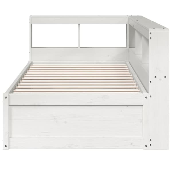 vidaXL Seng med bokhylle uten madrass hvit 75x190 cm heltre furu