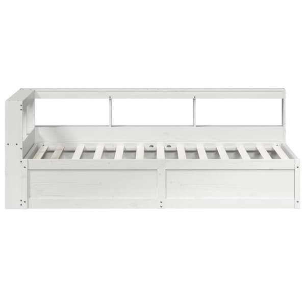 vidaXL Seng med bokhylle uten madrass hvit 75x190 cm heltre furu