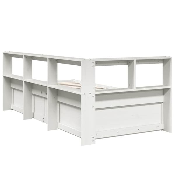 vidaXL Seng med bokhylle uten madrass hvit 75x190 cm heltre furu