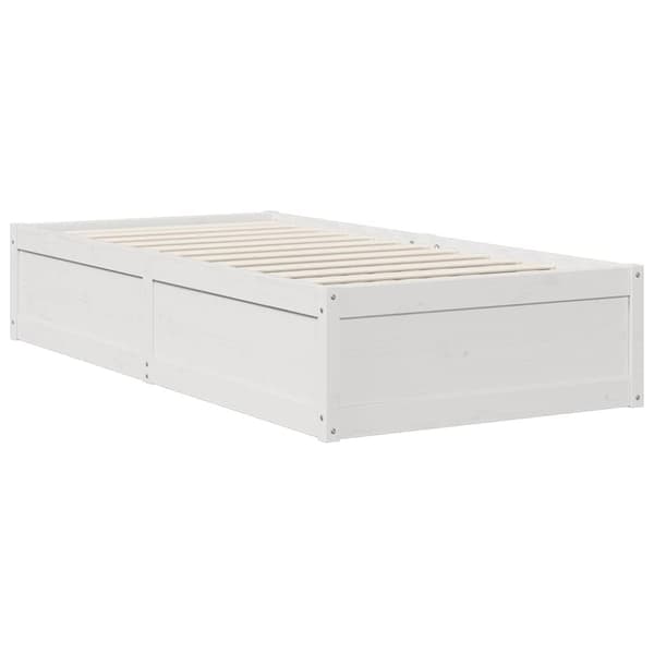 vidaXL Seng med bokhylle uten madrass hvit 75x190 cm heltre furu