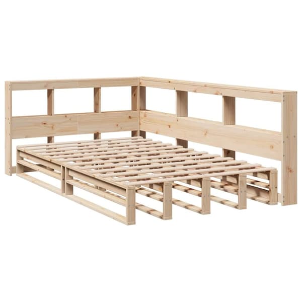 vidaXL Säng med bokhylla utan madrass 120x200 cm massiv furu