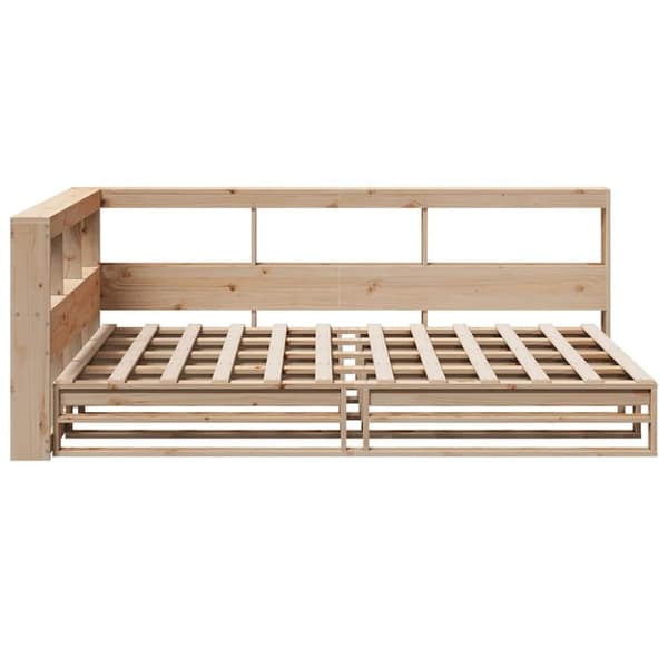 vidaXL Säng med bokhylla utan madrass 120x200 cm massiv furu