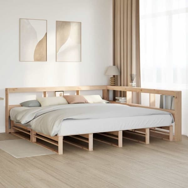 vidaXL Seng med bokhylle uten madrass 180x200 cm heltre furu
