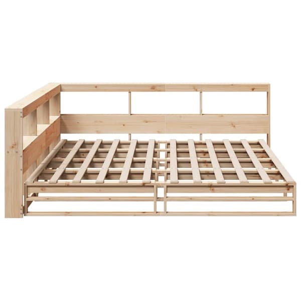 vidaXL Seng med bokhylle uten madrass 180x200 cm heltre furu