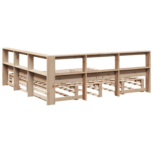 vidaXL Seng med bokhylle uten madrass 180x200 cm heltre furu