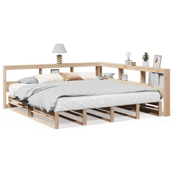 vidaXL Seng med bokhylle uten madrass 180x200 cm heltre furu