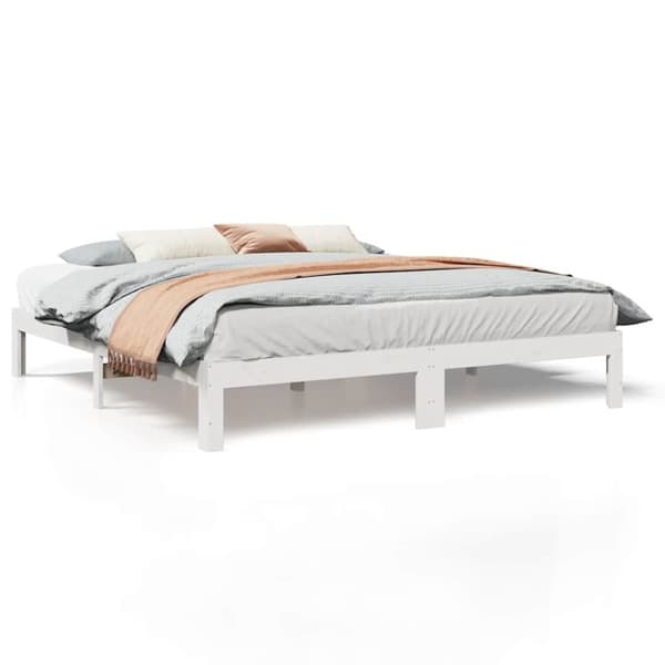 Sängram utan madrass vit 180x200 cm massiv furu