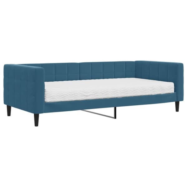 Dagbädd med madrass blå 90x200 cm sammet