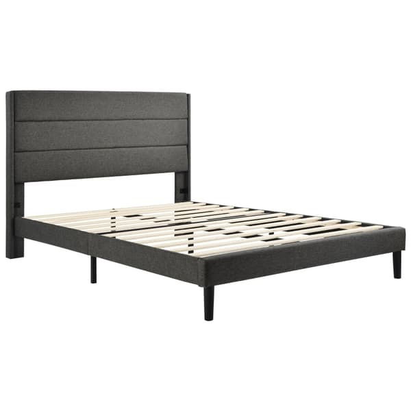 Rootz dobbeltseng med polstret sengegavl - Stofbetræk - Polstret seng - Komfort - 146L x 210W x 111H cm - Mørkegrå design
