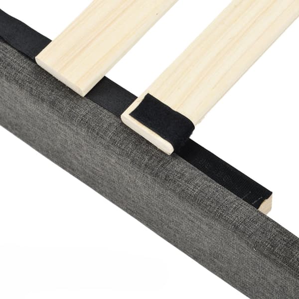 Rootz dobbeltseng med polstret sengegavl - Stofbetræk - Polstret seng - Komfort - 146L x 210W x 111H cm - Mørkegrå design