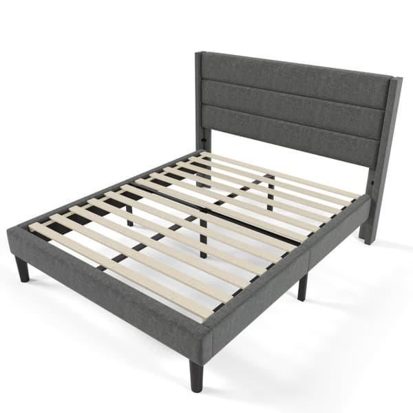 Rootz dobbeltseng med polstret sengegavl - Stofbetræk - Polstret seng - Komfort - 146L x 210W x 111H cm - Mørkegrå design