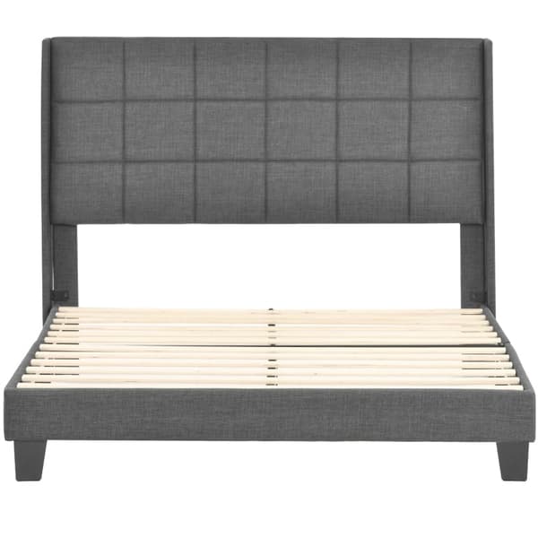 Rootz dobbeltseng med hovedgærde - Grå dobbeltseng - Polstret sengegavl - Pocket Springmadras - 146L x 208W x 111H cm