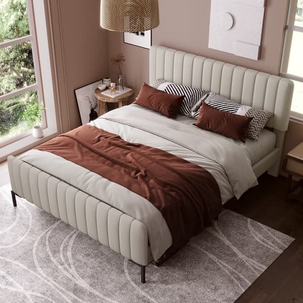 Rootz Grey Beige parisänky - Pehmustettu sänky - Moderni sängynrunko - Mukavuus ja tyyli - 209L x 145L x 101-107K cm