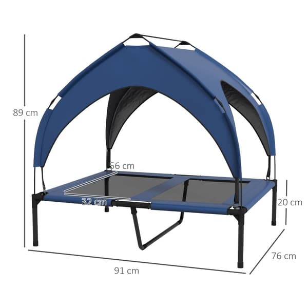 Rootz Outdoor -koiran sänky - Lemmikkien sänky - Viilentävä koiransänky - UV-säteilyä kestävä katto - 91 cm x 76 cm x 89 cm