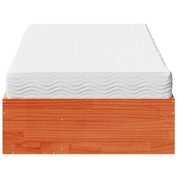 vidaXL Dagseng med madrass voksbrun 90x190 cm heltre furu