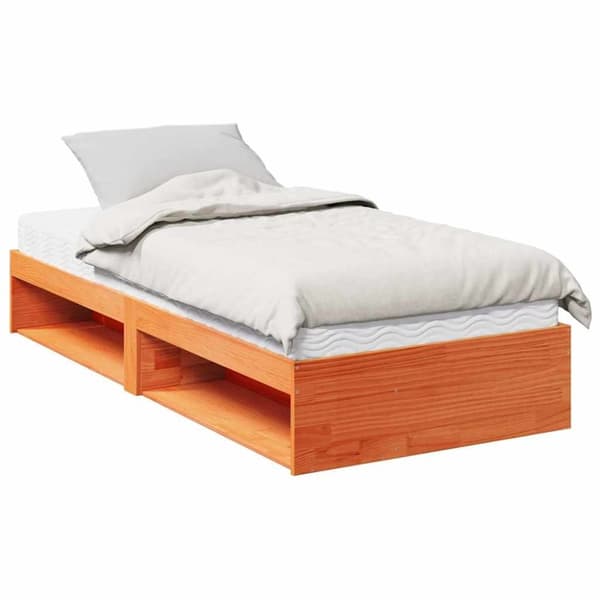 vidaXL daybed med madras 90x190 cm massivt fyrretræ gyldenbrun