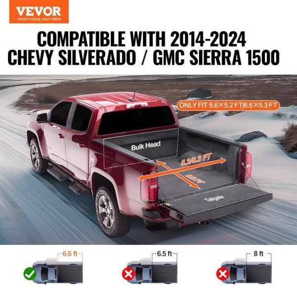 Lastbilsflakskydd - VEVOR - 2017x1608 mm Truck Tonneau Cover för 2014-2024 Chevy Silverado GMC Sierra 1500