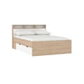 Miniatyrbillede 5 af 10: Ikast seng 140x200cm, 2 skuffer, 3 hylder eg dekor, hvid.