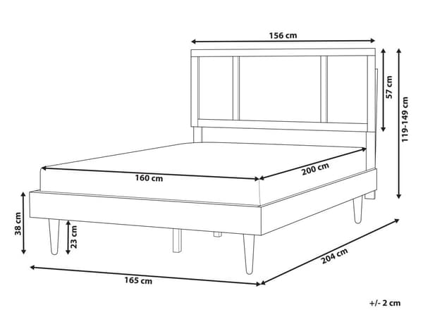 Seng Sort Træ 160 x 200 cm Moderne Dobbeltseng Fransk Rørflet Sengegavl To Mands Seng Lav Sengeramme Minimalistisk Design
