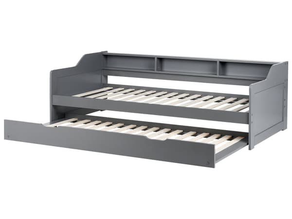 Sovesofa i gråt fyrretræ 90 x 200 cm ekstraseng med lamelbund daybed Skandinavisk stil