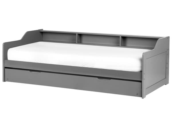 Sovesofa i gråt fyrretræ 90 x 200 cm ekstraseng med lamelbund daybed Skandinavisk stil
