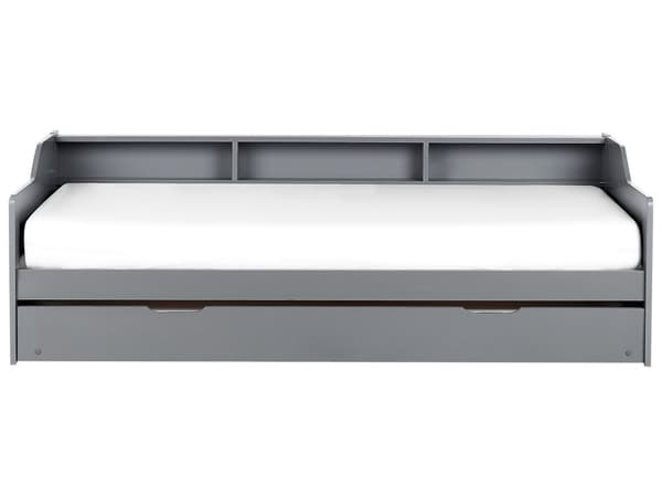 Sovesofa i gråt fyrretræ 90 x 200 cm ekstraseng med lamelbund daybed Skandinavisk stil