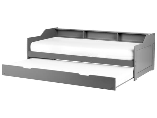 Sovesofa i gråt fyrretræ 90 x 200 cm ekstraseng med lamelbund daybed Skandinavisk stil