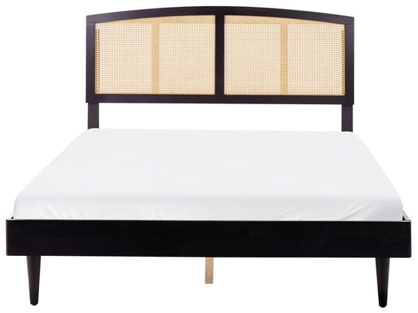 Dubbelsäng Svart Gummiträ 160 x 200 cm med Huvudgavel Spaltbotten Minimalistisk Rustik Stil