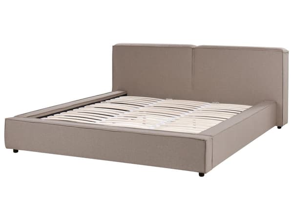Seng Brun Polyester 180 x 200 cm Moderne Dobbeltseng Høj Sengegavl To Mands Seng Minimalistisk Design Familieseng