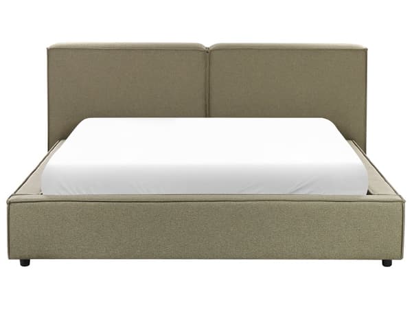Seng Grøn Polyester 160 x 200 cm Moderne Dobbeltseng Høj Sengegavl To Mands Seng Minimalistisk Design Familieseng