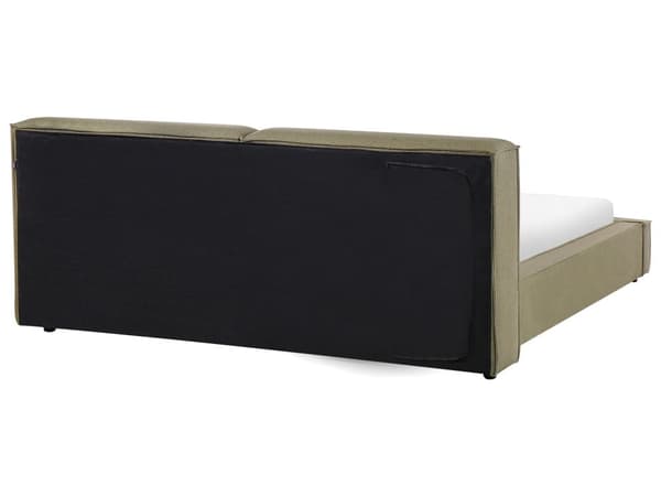 Seng Grøn Polyester 180 x 200 cm Moderne Dobbeltseng Høj Sengegavl To Mands Seng Minimalistisk Design Familieseng