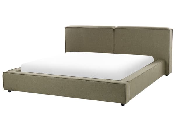Seng Grøn Polyester 180 x 200 cm Moderne Dobbeltseng Høj Sengegavl To Mands Seng Minimalistisk Design Familieseng