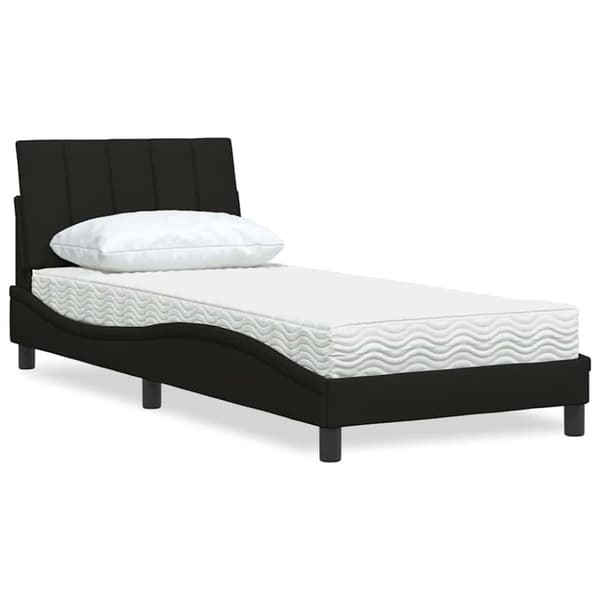 Säng med madrass svart 80x200 cm tyg
