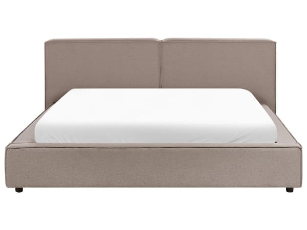 Dobbeltseng Lysebrun Stoff 180 x 200 cm Lamellbunn Sengegavl Moderne design Soverom Sengeramme