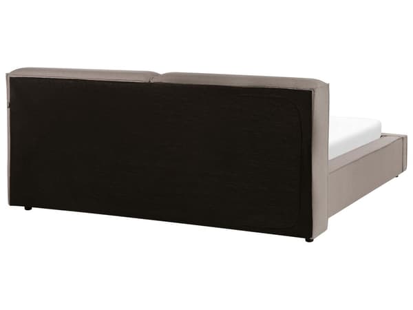 Dobbeltseng Lysebrun Stoff 180 x 200 cm Lamellbunn Sengegavl Moderne design Soverom Sengeramme