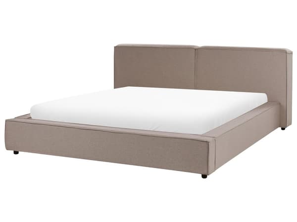 Dobbeltseng Lysebrun Stoff 180 x 200 cm Lamellbunn Sengegavl Moderne design Soverom Sengeramme