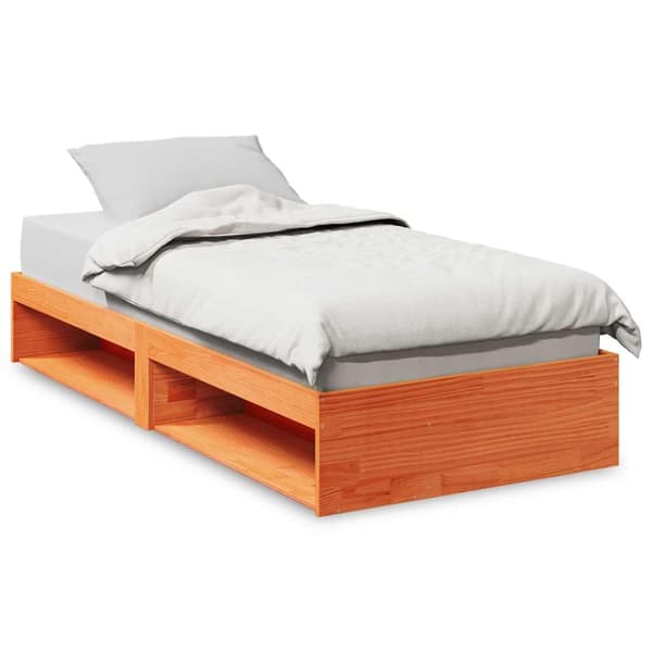 Dagbädd utan madrass vaxbrun 100x200 cm massiv furu