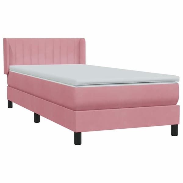 Resårsäng med madrass rosa 90x220 cm sammet