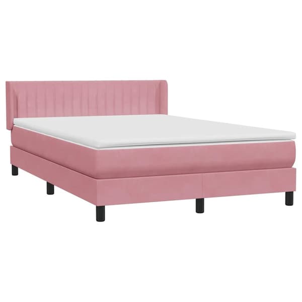 Ramsäng med madrass rosa 140x220 cm sammet