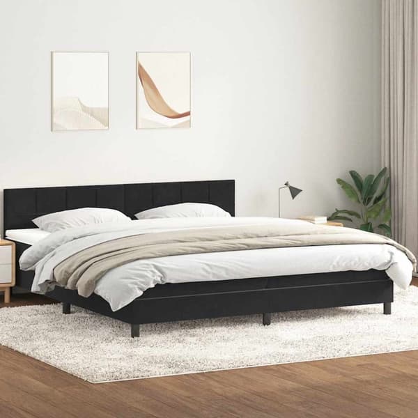 Ramsäng med madrass svart 200x210 cm sammet