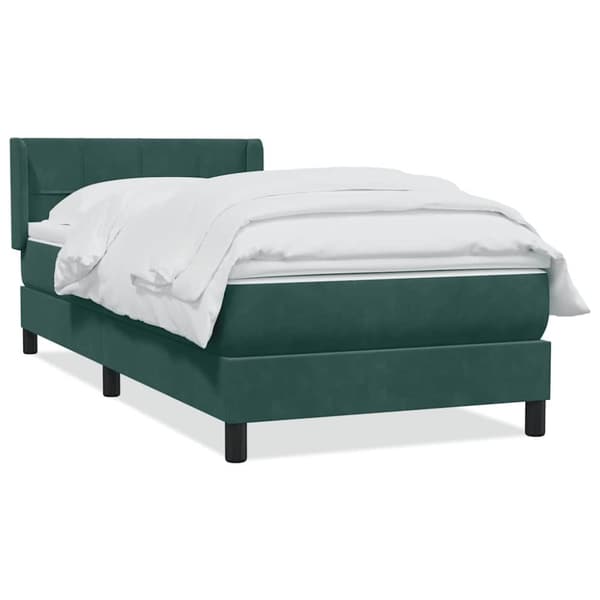 Ramsäng med madrass mörkgrön 90x210 cm sammet