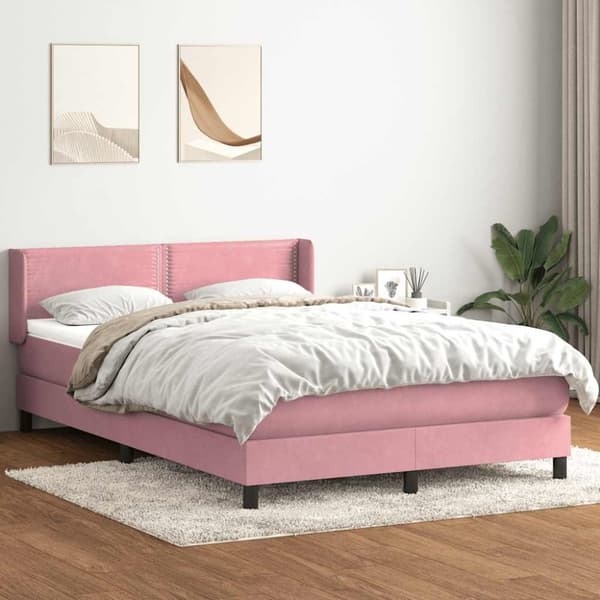 Ramsäng med madrass rosa 140x210 cm sammet