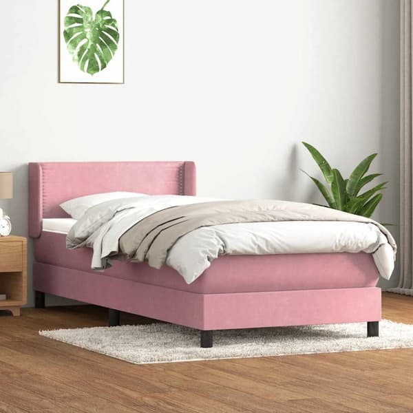 Ramsäng med madrass rosa 100x210 cm sammet