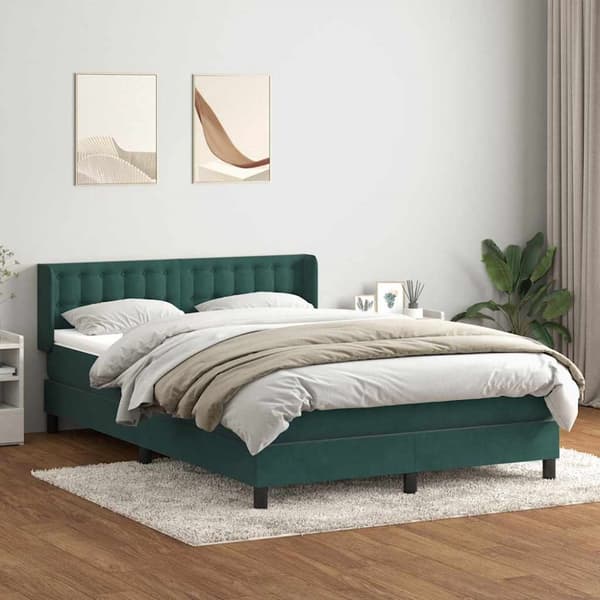 Ramsäng med madrass mörkgrön 140x220 cm sammet